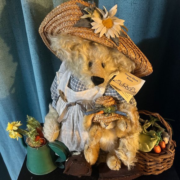 Susan Horn Bear "Gardening Girls" Constance Mohair Bear PLUS 6 1/2 " Bunny